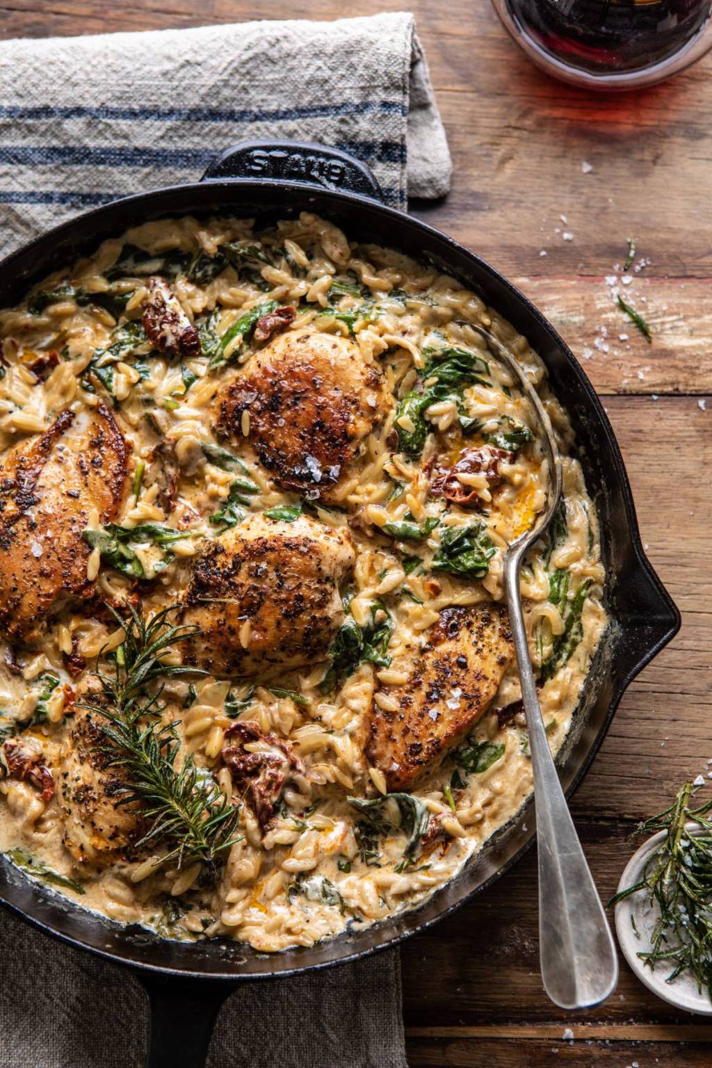 One Skillet Creamy Sun-Dried Tomato Chicken and&nbsp;Orzo