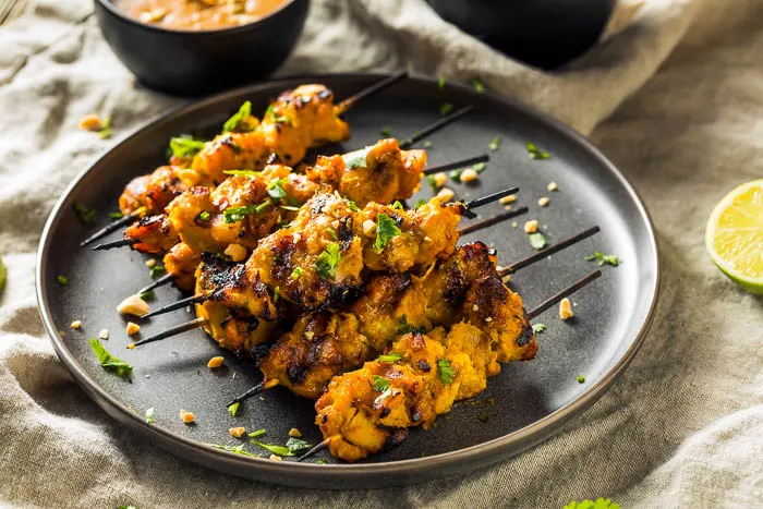 Thai Chicken Satay Skewers with Peanut&nbsp;Sauce