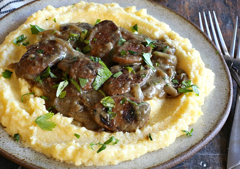 Chicken Sausage with Creamy Polenta & Onion&nbsp;Gravy