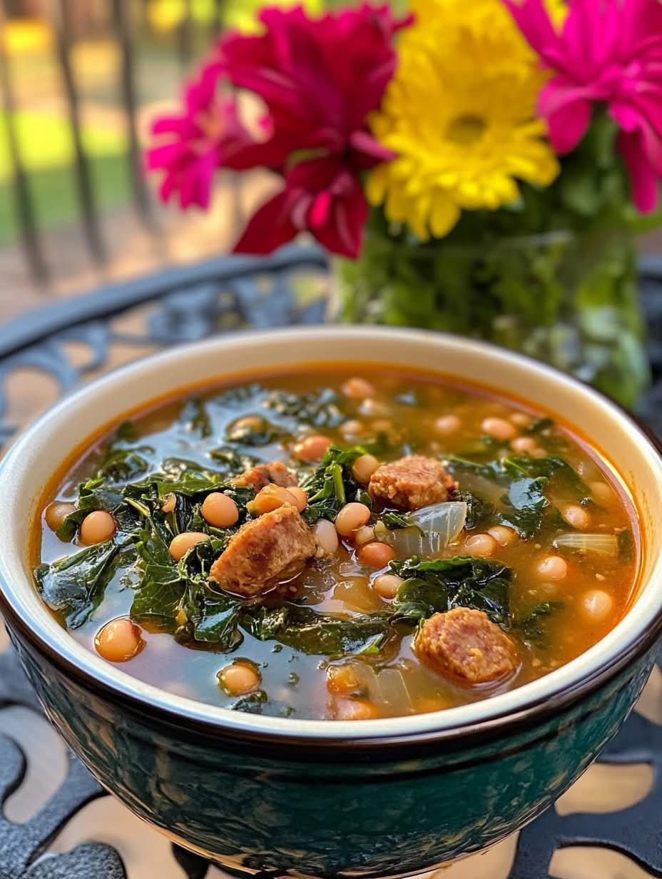 New Year’s Black-Eyed Pea Soup with Sausage & Collard Greens